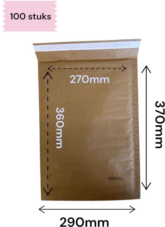 100 stuks - Luchtkussen enveloppen 18H / Bubbeltjes envelop / binnenmaat 270 x 360mm /buitenmaat maat 290 x 370mm