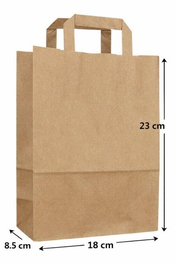 Bruine Kraft Tas (S) - Papieren Tassen - 18 x 8.5 x 23 cm - 50 stuks