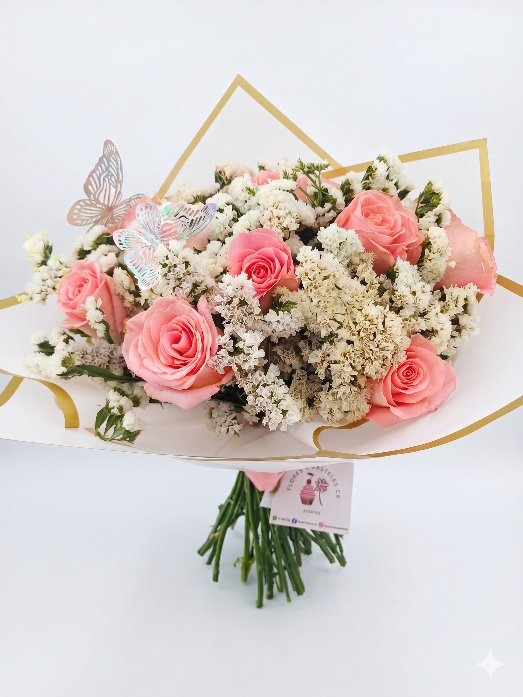 RAMODE ROSAS Y STATICE BLANCO