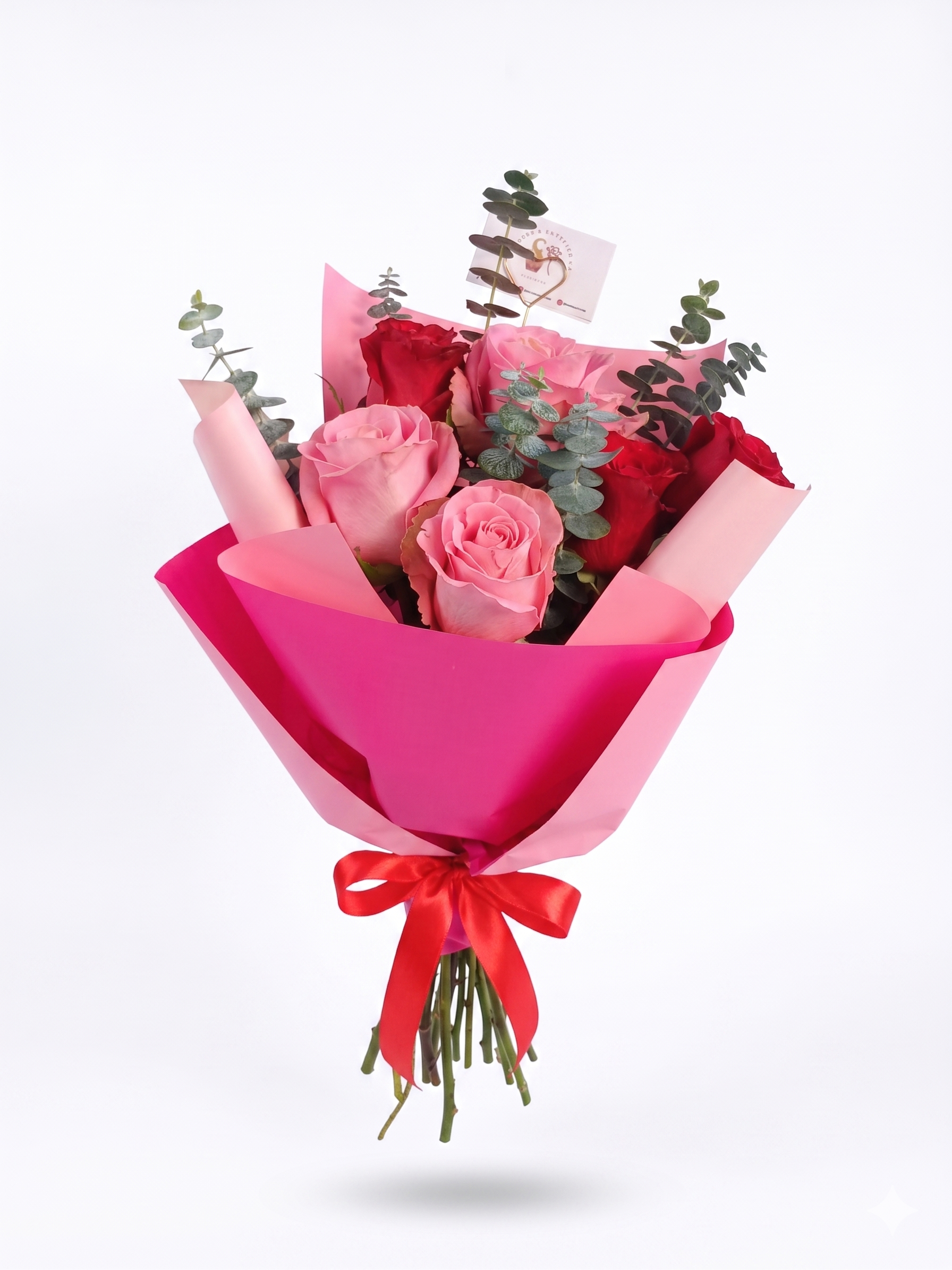 MINI RAMO DE ROSAS Y EUCALIPTO