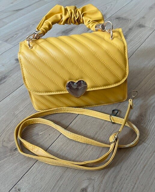 Sac à Main Sunny Heart - Jaune lumineux , poignée froncée & bandoulière amovible