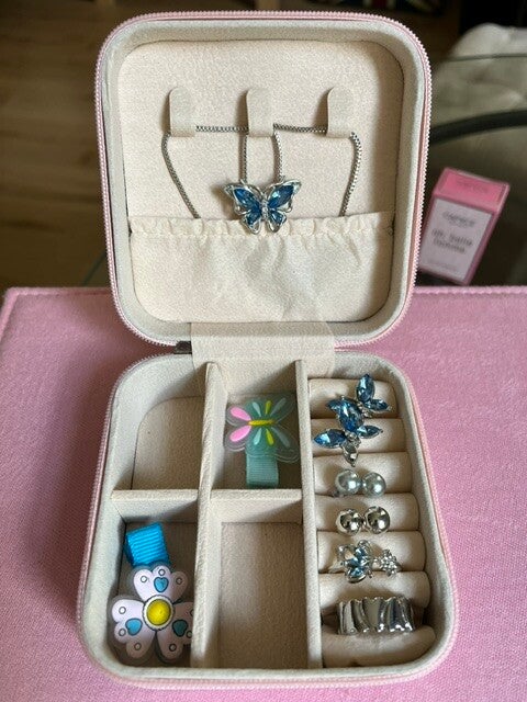 Coffret bijoux - Papillon bleu - Parure complète en boite cadeau
