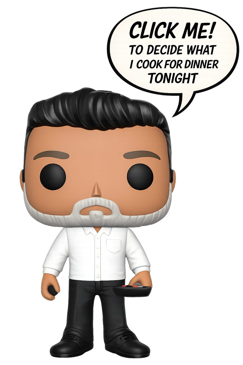 Personal chef 3D pop mascot in a high-end kitchen with a background view of luxury yachts at sunset, premium private catering visual branding.
