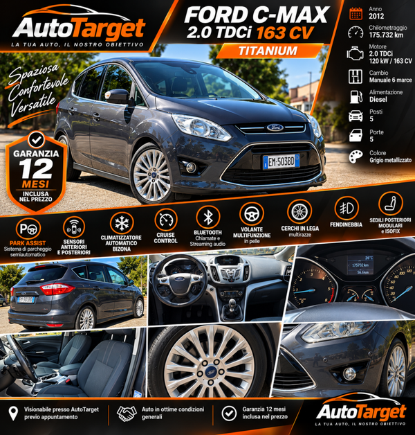 FORD C-MAX 2.0 TDCi 163 CV TITANIUM – GARANZIA 12 MESI