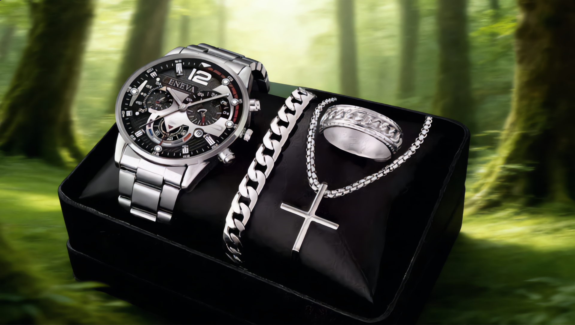Nuevo Reloj de Pulsera de Acero para Hombre, Diseño Moderno, con Calendario, Conjunto de Reloj y Brazalete Popular para Regalo Masculino