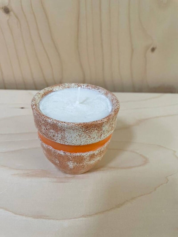 Kaars (soya was) in pot, oranje
