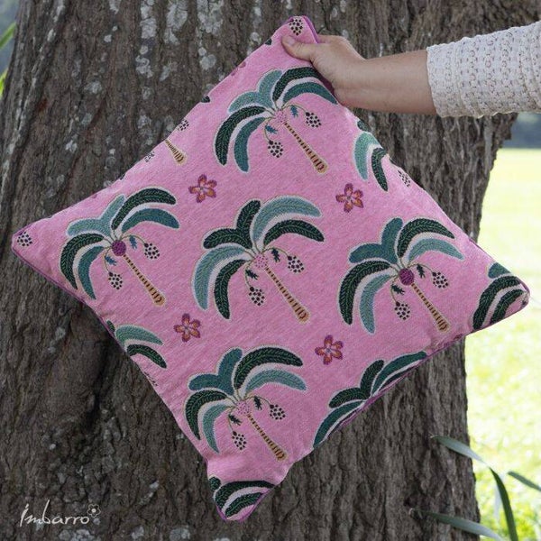 Kussen roze/palmboom
