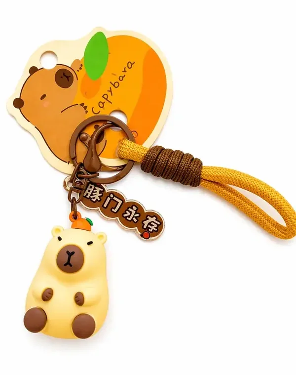 🧡🥕 Porte-clés Kawaii Capybara Carotte 🥕🧡