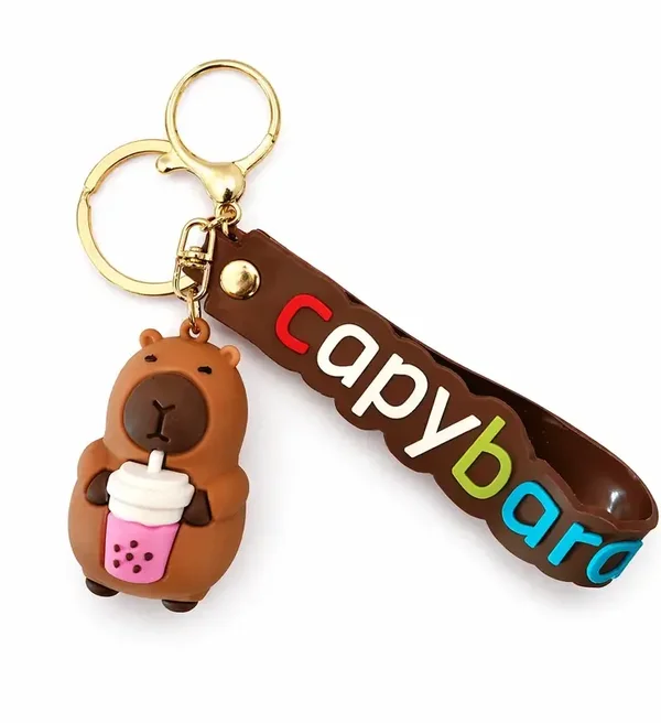 🤎🧋 Porte-clés Kawaii Capybara Bubble Tea 🧋🤎