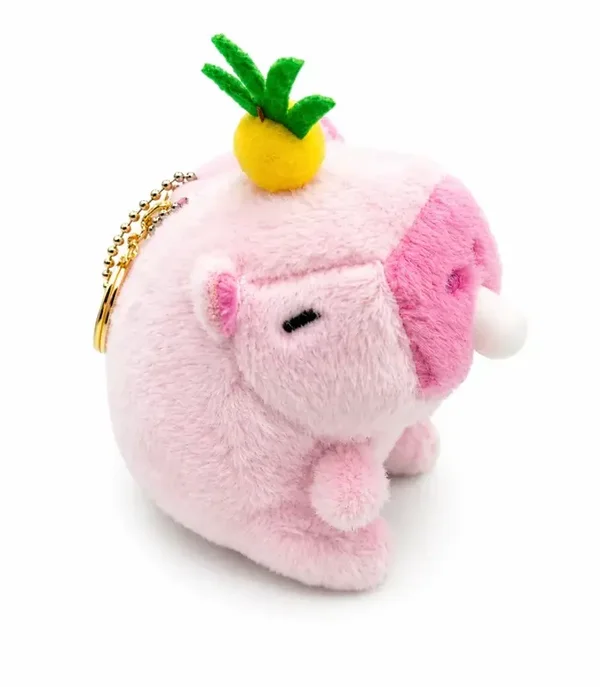 💖🍍 Porte-clés Peluche Kawaii Capybara Rose 🍍💖