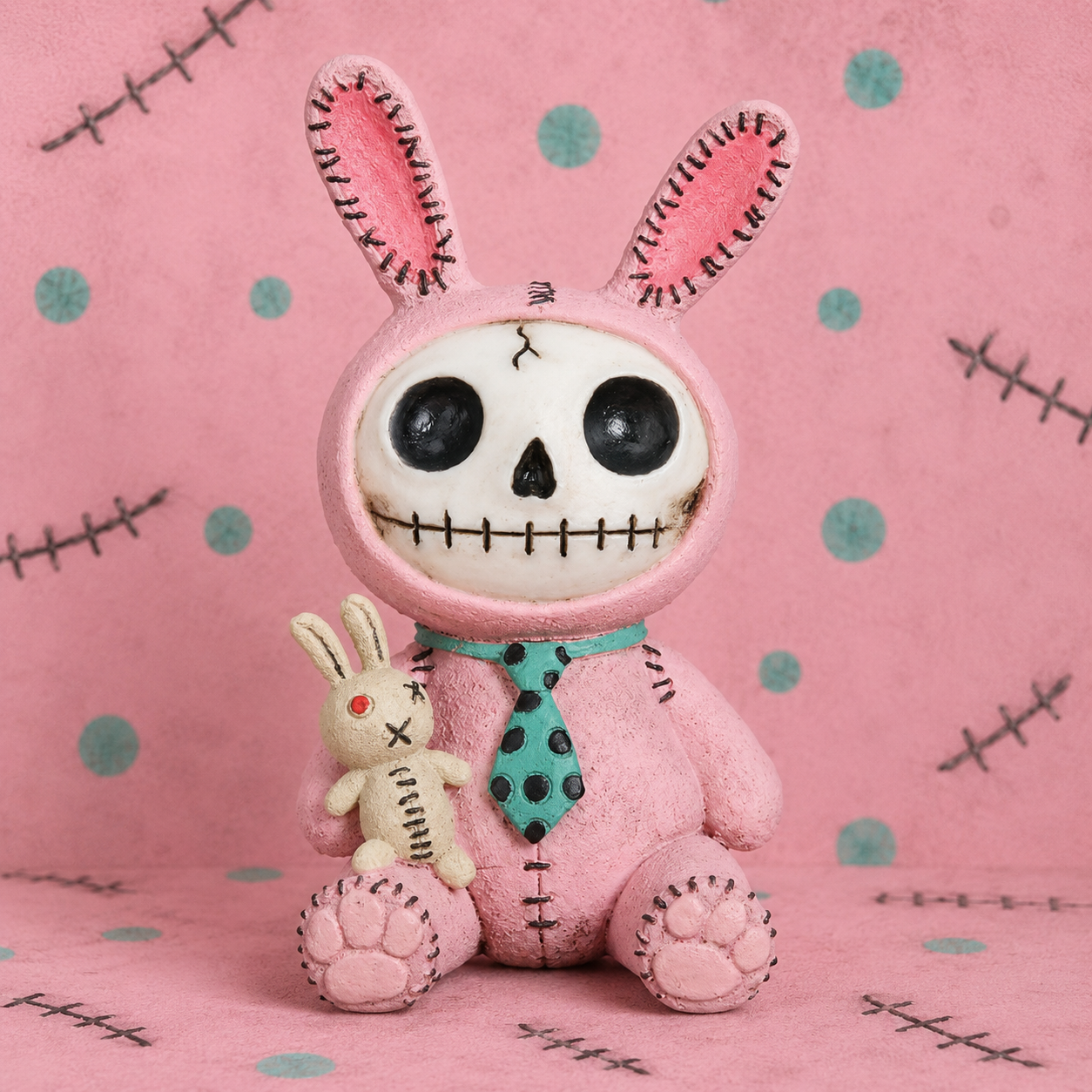 Furrybones Lapin Rose – Figurine squelette kawaii avec peluche