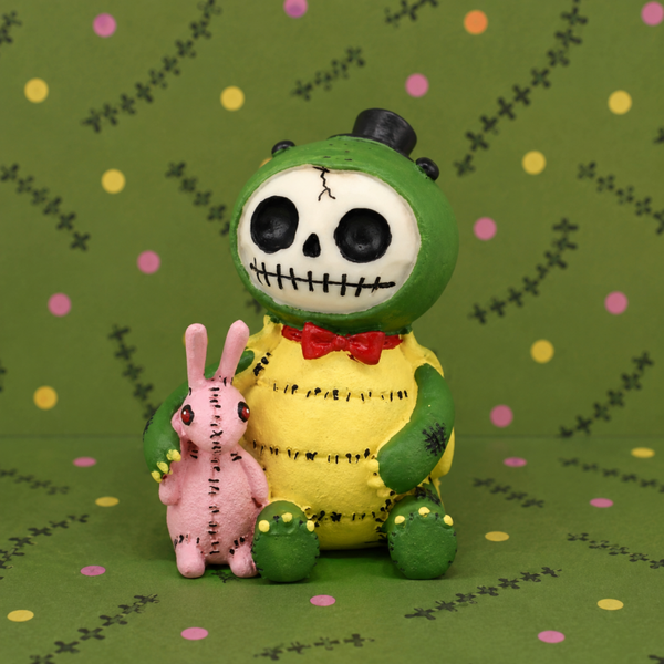 Furrybones Tortue – Figurine squelette avec peluche lapin