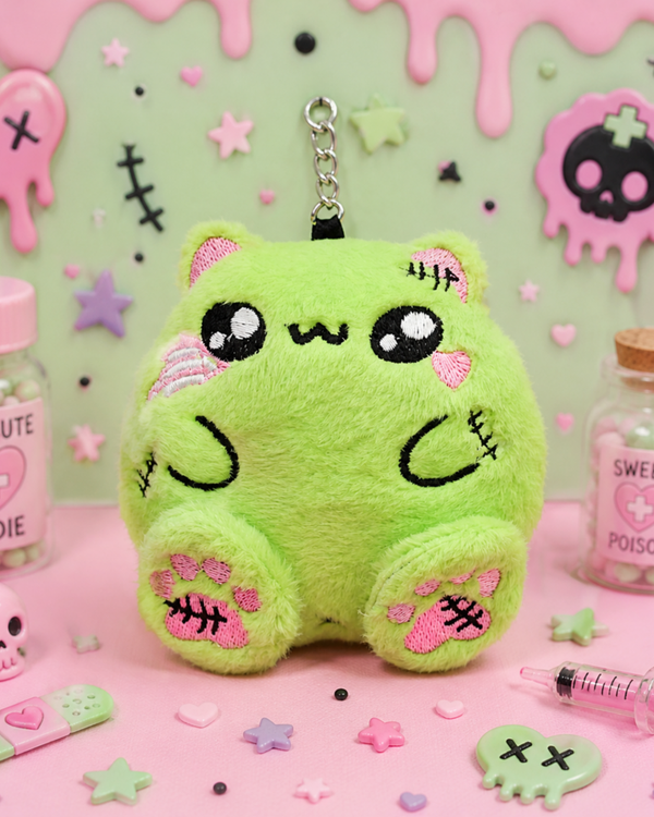🐱💚 Porte-clé Chat Zombie Creepy Kawaii 💚🐱