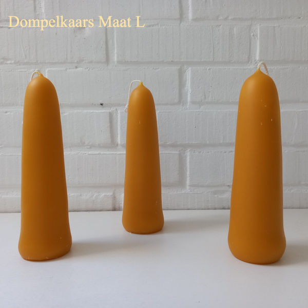 Dompelkaars van bijenwas, staand model, Maat L