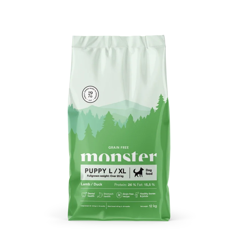 Monster Dog Grain Free Puppy L/ XL Lamb/Duck 12 kg