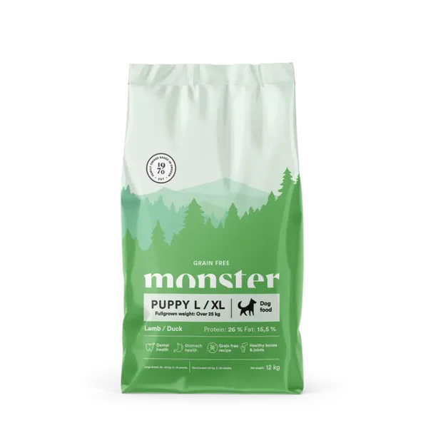 Monster Dog Grain Free Puppy L/ XL Lamb/Duck 12 kg