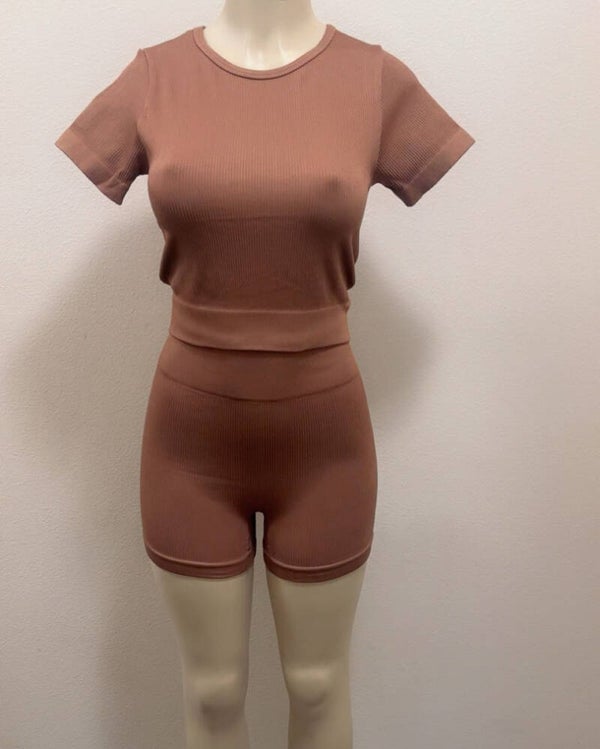 brown yoga two piece