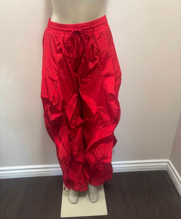 wide bagged red pants