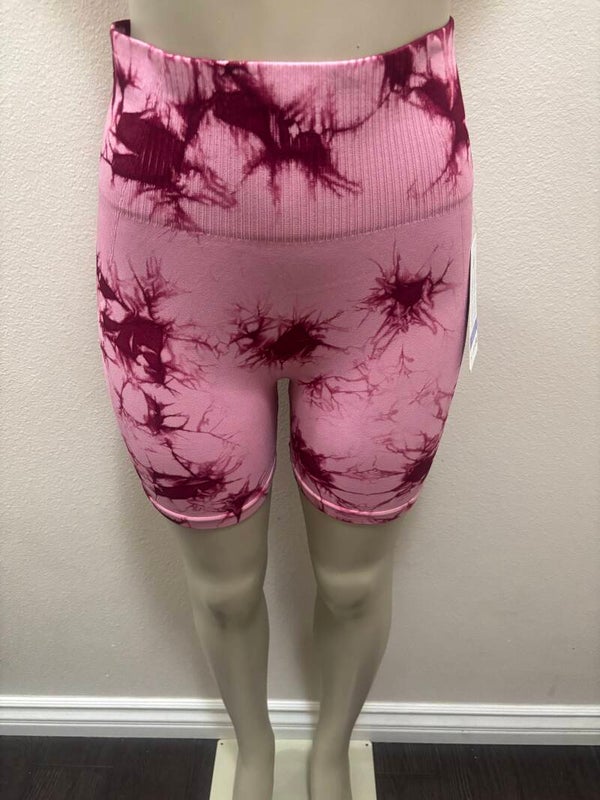high waist tie die shorts