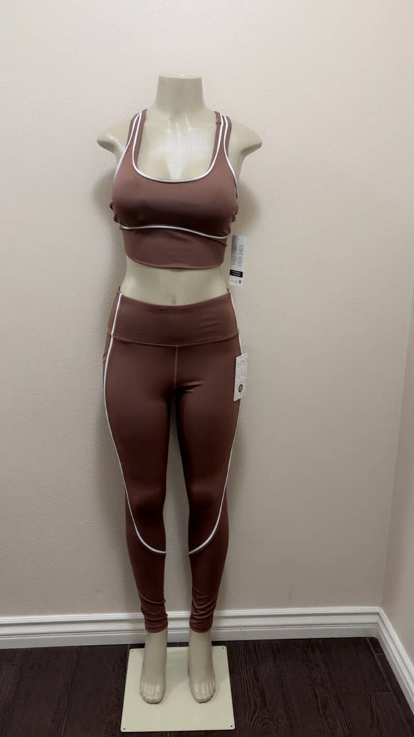 brown yoga two piece