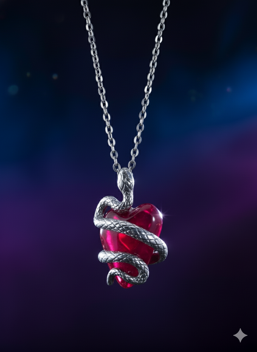 Collier serpent du cœur en acier inoxydable