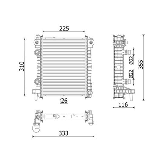Radiator, engine cooling - MAHLE - CR 2707 000P