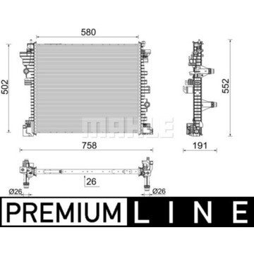 Radiator, engine cooling - MAHLE - CR 2598 000P