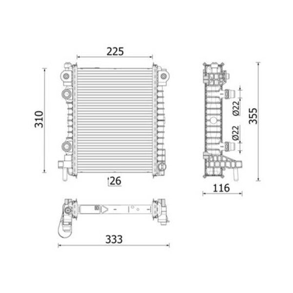Radiator, engine cooling - MAHLE - CR 2707 000P