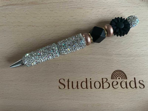 Glitter pen | Bloem zwart