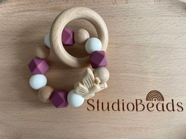 Bijtring | Vlinder beige