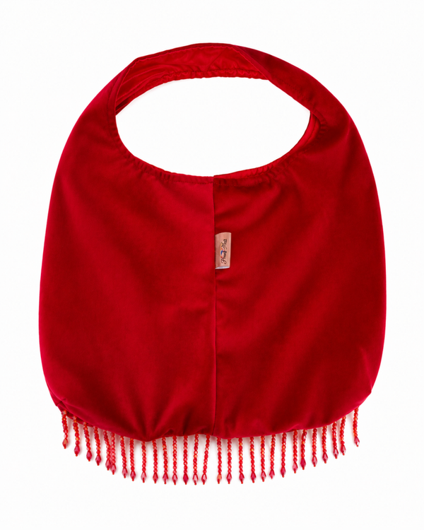 Bordeaux Velours Franjes Handtas