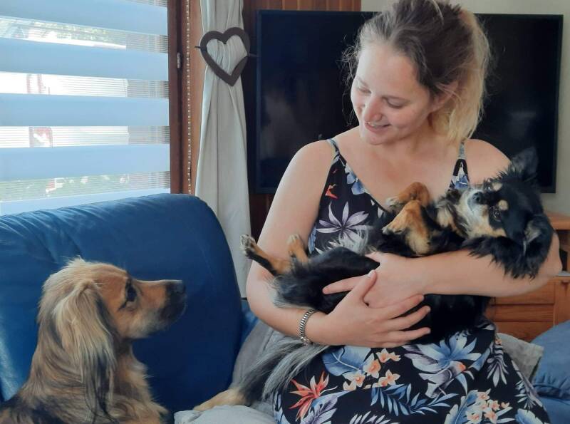 Moment communion avec mes 2 compagnons canins (Joey et Luna).