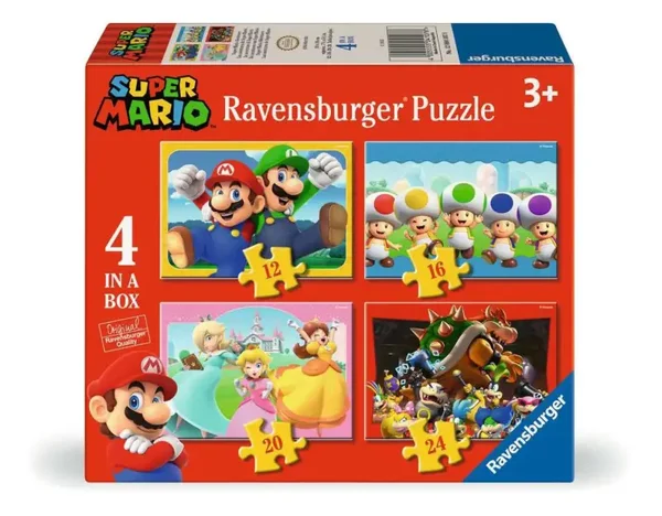 4 puzzels 12+16+20+24 stukjes - Super Mario