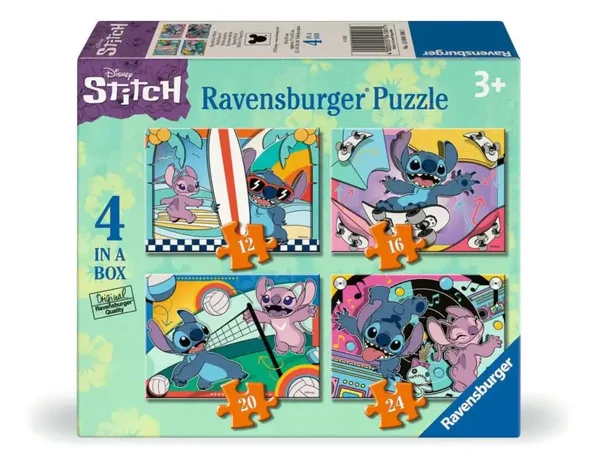 Stitch - 4 puzzels 12+16+20+24 stukjes