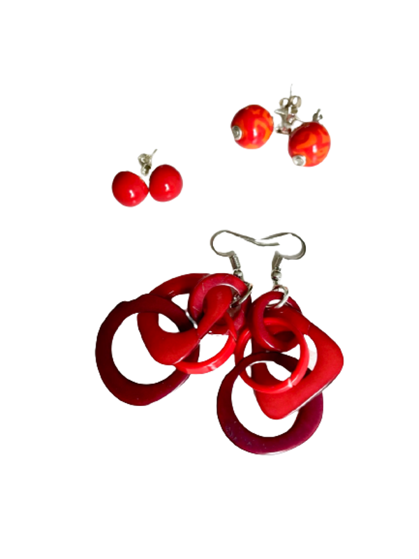 KAZURI | Set oorringen | red dragon