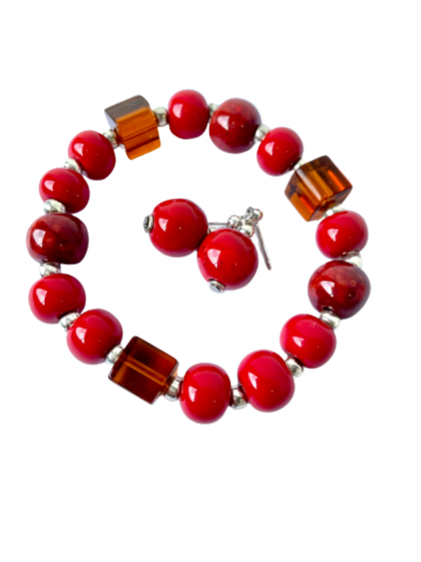 KAZURI | Armband Set | Cherry red