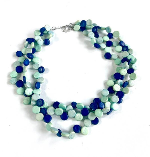 Ketting Shale 3 - strand  Greenish Pacific Blue
