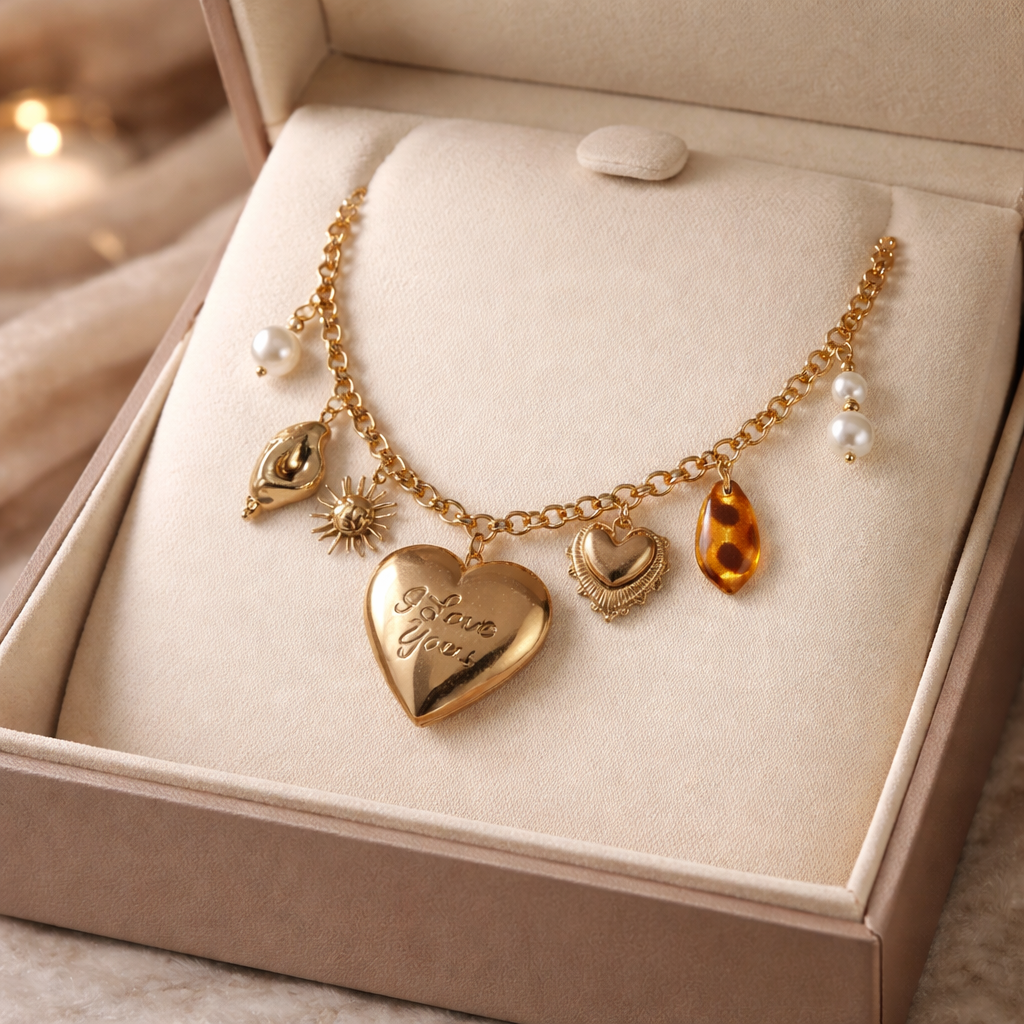 Collier breloques cœur