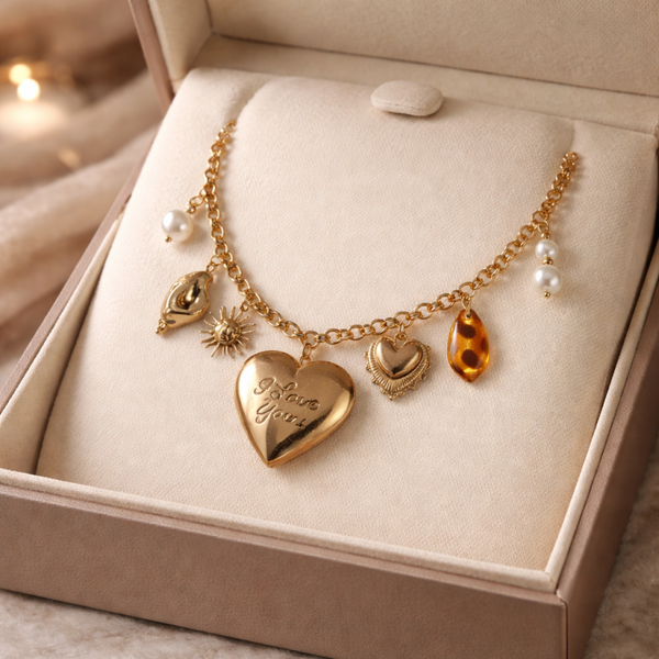 Collier breloques cœur