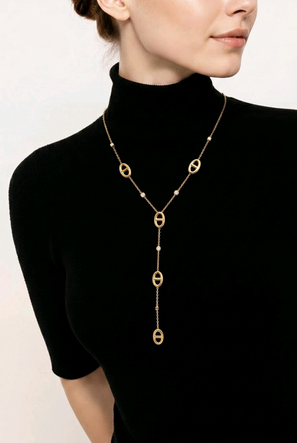 Collier maille marine en Y