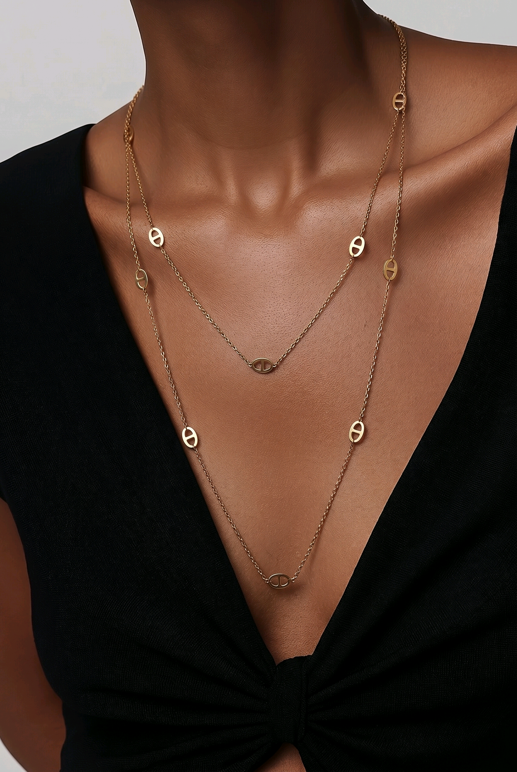 Collier sautoir maille doré