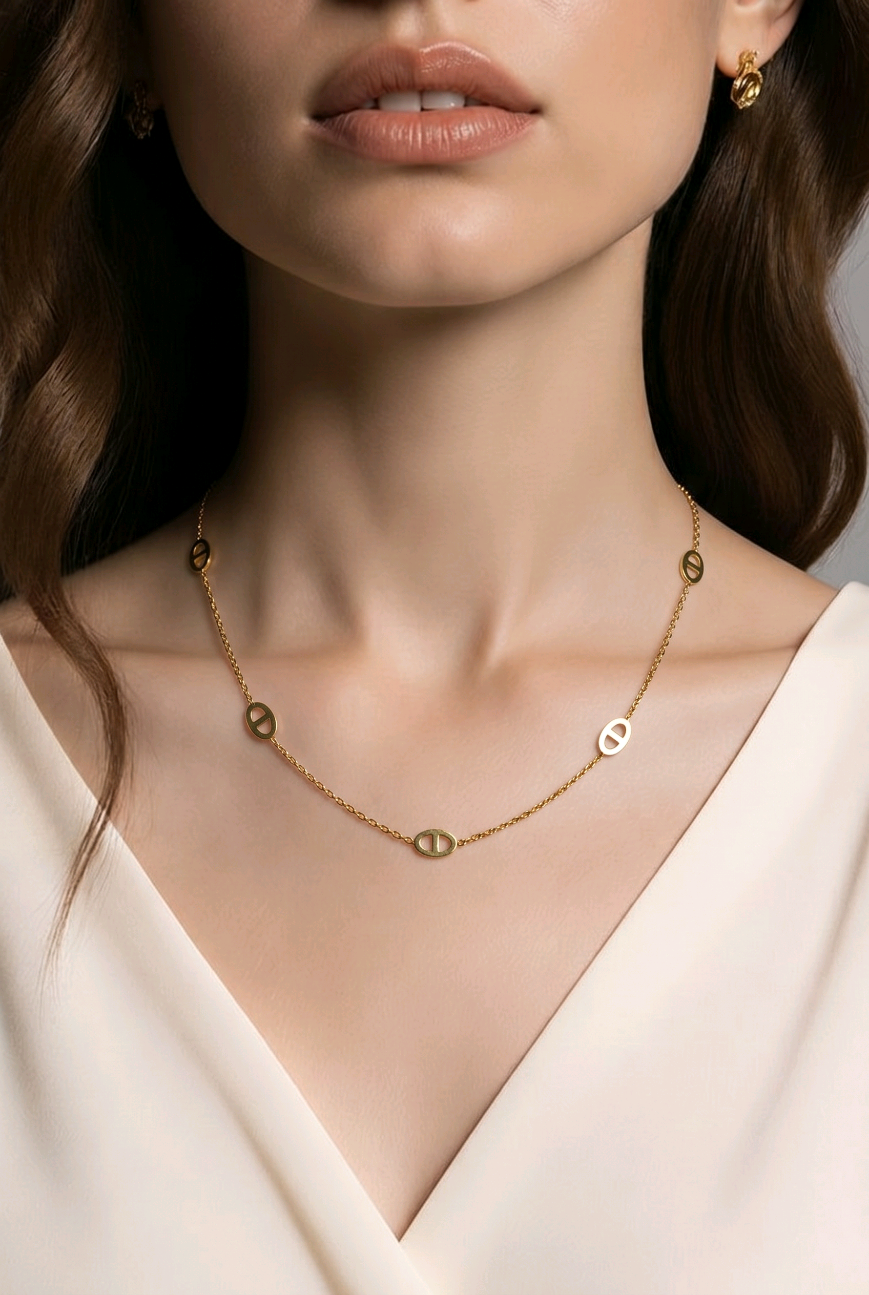 Collier maille marine doré