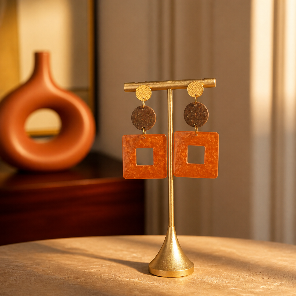 Boucles d'oreilles prisméa double