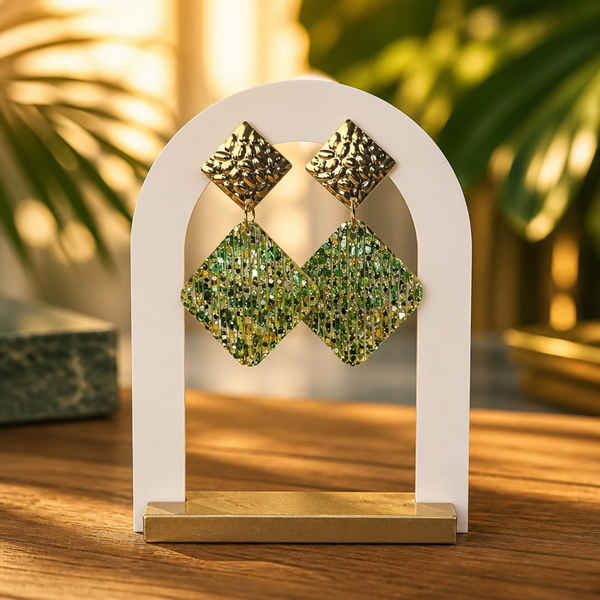 Boucles d'oreilles Prisméa carrées