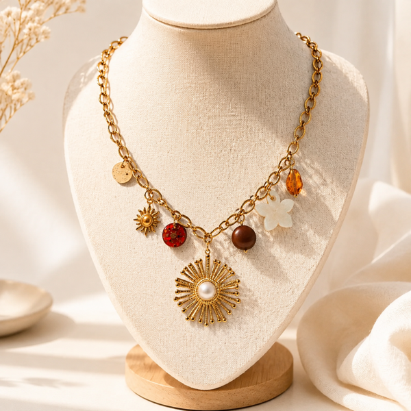 Collier breloques brown