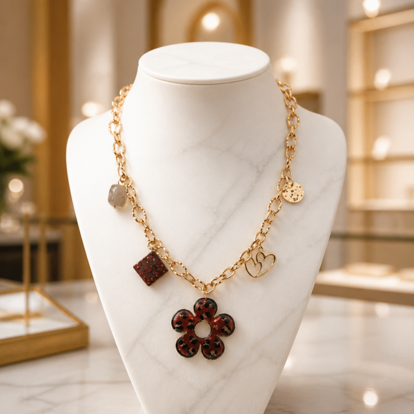 Collier breloques Léopard