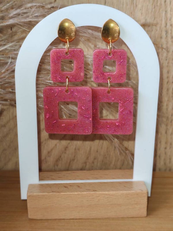 Boucles d'oreilles prisméa double 2