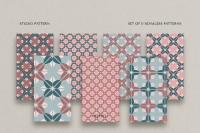 Uitgebreide 11 delige retro seamless patronen set. Digitale download