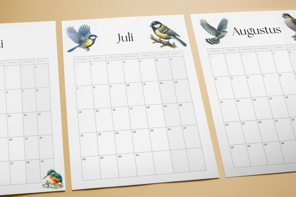 Vogel Kalender 2025 digitale download