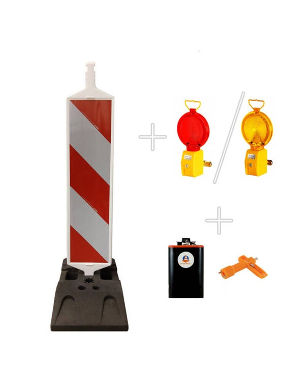 COMPLETE GELEIDEBAKEN MET SCHILD, VOET + LAMP EXCL. BTW